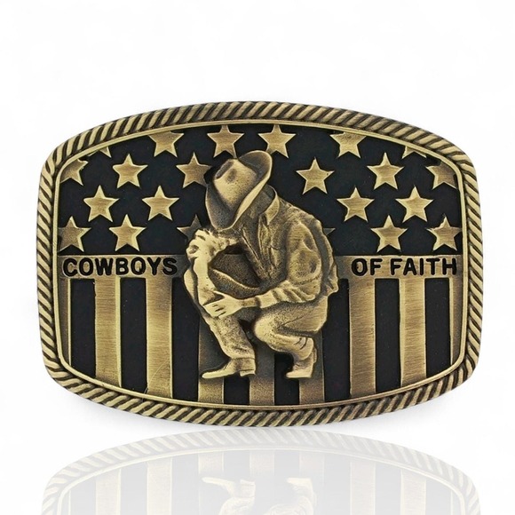 Montana Silversmiths Cowboys‎ Of Faith Heritage Flag Buckle Retail $50 - NEW - Picture 4 of 7